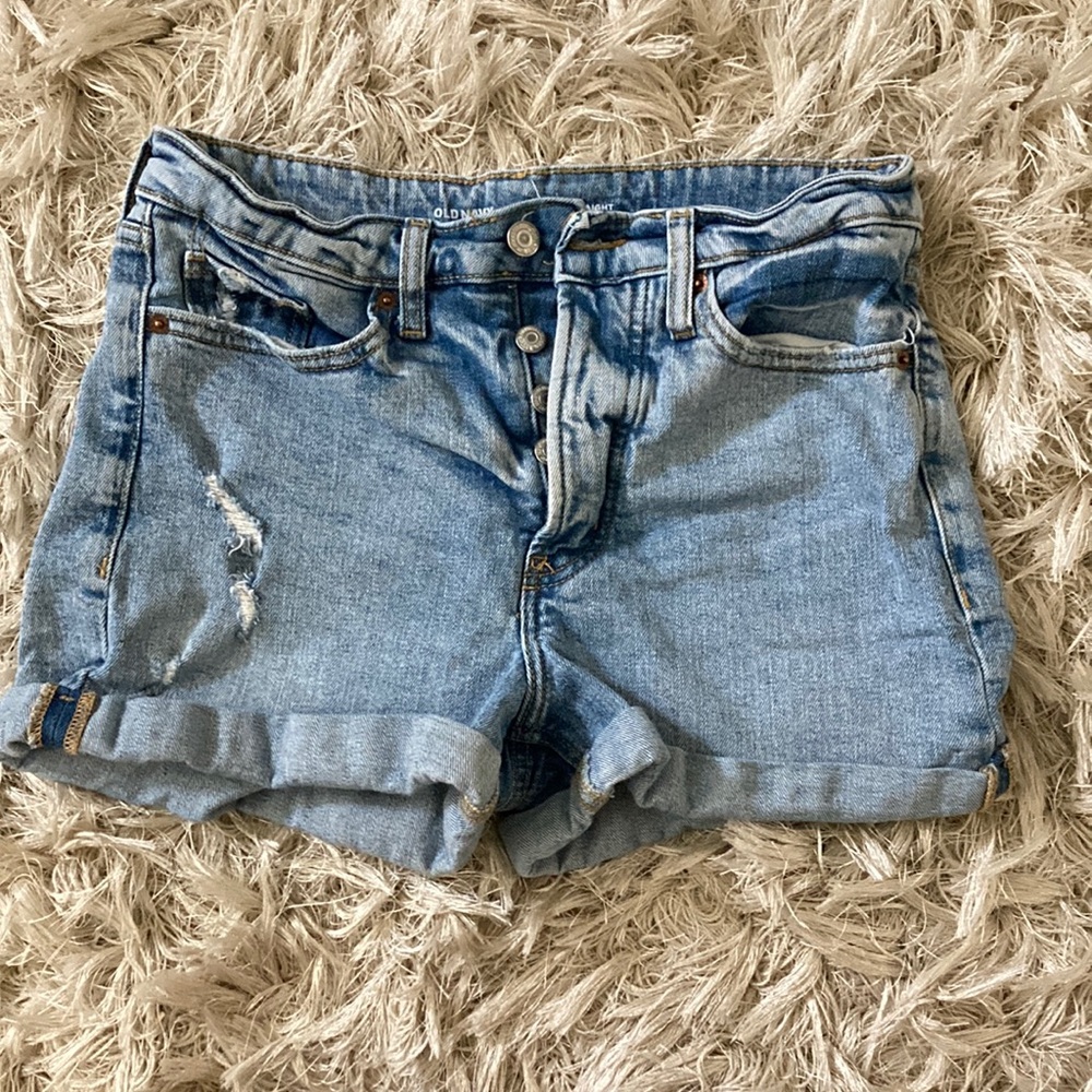 Light Blue Denim High Rise Shorts - Old Navy O.G. Straight